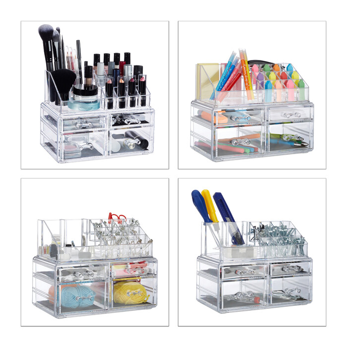 Relaxdays Make-Up Organizer mit 4 Schubladen
