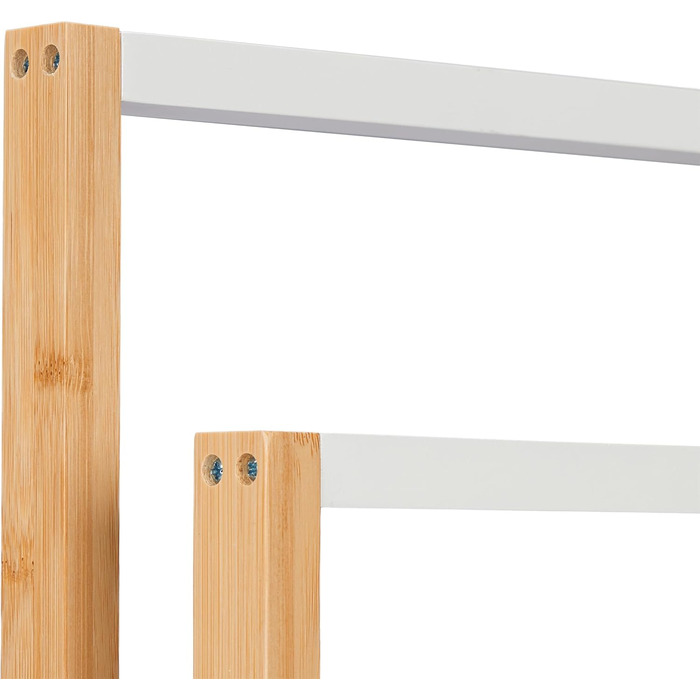 Relaxdays Handtuchständer, Bambus, 3 Stangen & Ablage, 82x55x24 cm, freistehend, Natur/weiß