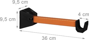 Relaxdays 6er Set Fahrrad Wandhalterung, Fahrradaufhängung, Fahrradwandhalter, Wand, HxBxT: 9,5 x 36 x 9,5 cm, orange-schwarz