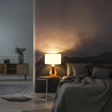 Relaxdays Tischlampe Touch dimmbar, moderne Nachttischlampe, HxD: 40 x 29 cm, E27, Tischleuchte mit Schirm, (Kupfer/Weiß)