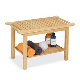 Relaxdays Badhocker aus Bambus mit Griffen