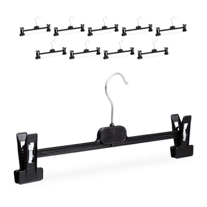 Relaxdays Hosenbügel Kunststoff mit Clips 10er Set