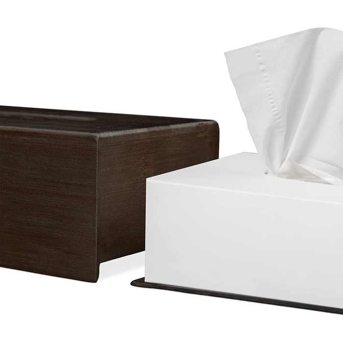 Relaxdays 2 x Kosmetiktuchbox nachfüllbar, Taschen- & Kosmetiktücher, Bambus Tücherbox, HBT: 9 x 27,5 x 15,5 cm, Dunkelbraun