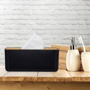 Relaxdays Taschentuchbox Bambusdeckel