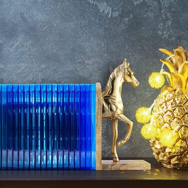 Relaxdays Buchstützen 2er Set, dekorativ, Pferde Figuren, f. Bücherregal, edles Design, HxBxT: 26,5x9x13 cm, Natur/Gold