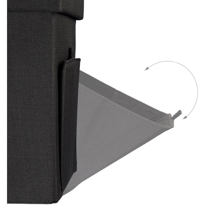 Relaxdays Faltbarer Sitzhocker, Leinen, Aufbewahrungsbox, abnehmbarer Deckel, 38x38x38 cm, Schwarz