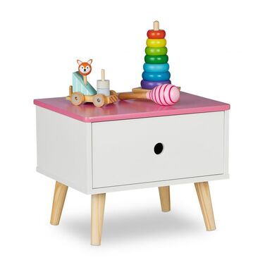Relaxdays Nachttisch für Kinder mit Schublade
