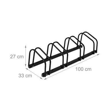 Relaxdays Schwarzer Fahrradständer für 4 Fahrräder