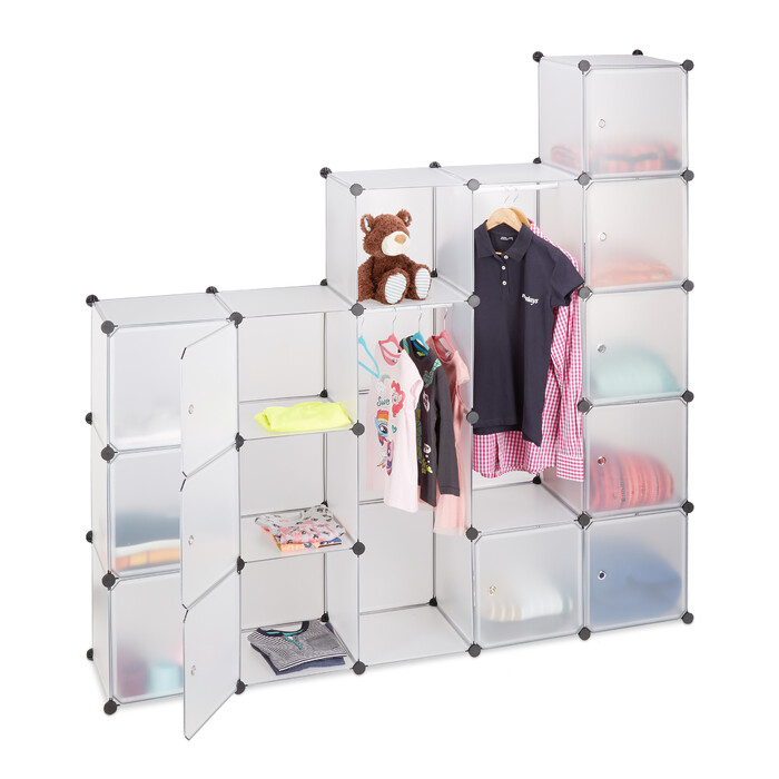 Relaxdays Kleiderschrank Stecksystem 14 Fächer