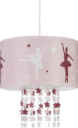 Relaxdays Kinder-Hängelampe, Ballerina-Motiv, rosa, 30x30x140 cm
