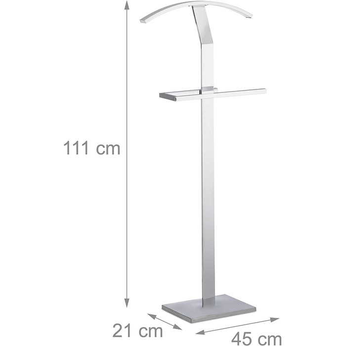 Relaxdays Herrendiener, Kleiderständer aus Metall, Stummer Diener freistehend, Kleiderbutler, HBT: ca 111 x 45 x 21 cm