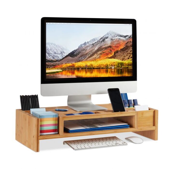 Relaxdays Monitorständer mit Staufächern