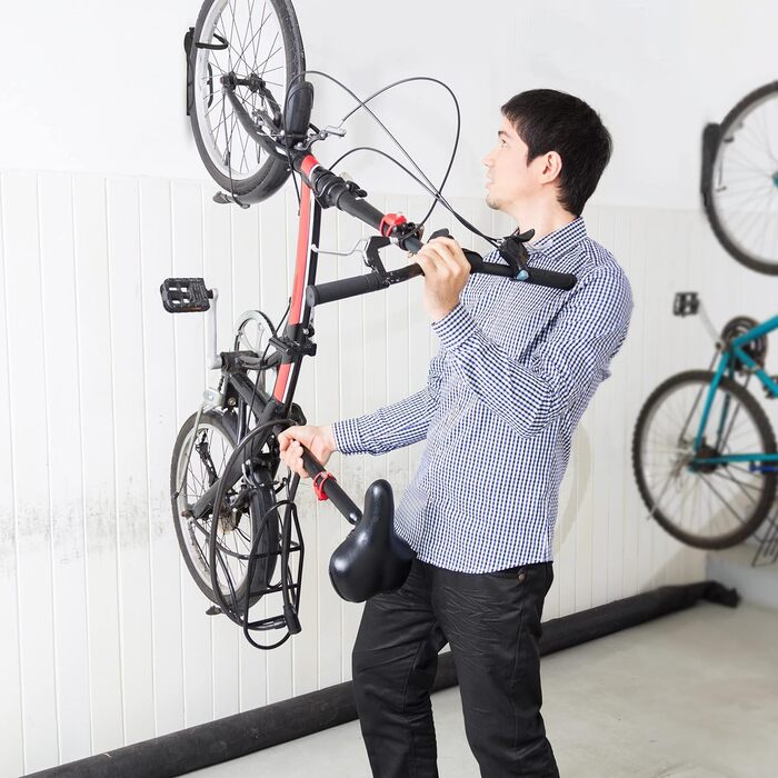 Relaxdays Fahrrad Wandhalterung, 6er Set, Fahrradaufhängung bis 25 kg, vertikal, Wand Fahrradhalter, Metall, schwarz