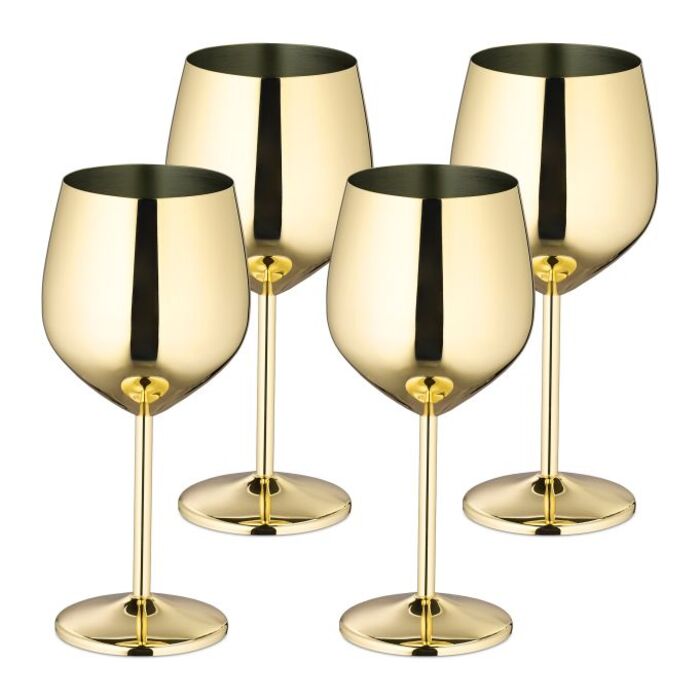 Relaxdays Weingläser Edelstahl 4er Set
