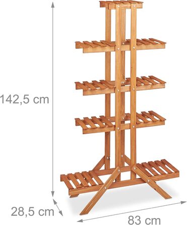 Relaxdays Blumentreppe 5 Ebenen, Holz, Blumenständer Innen, 142,5x83x28,5 cm, hellbraun