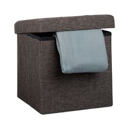 Relaxdays Faltbarer Sitzhocker mit Stauraum Leinen