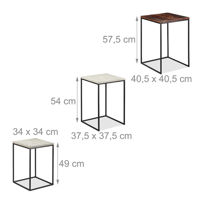 Relaxdays Satztisch 3er Set quadratisch