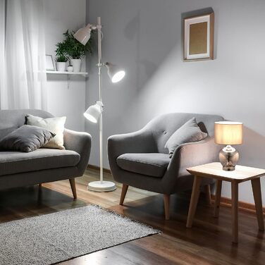 Relaxdays Tischlampe, Glasfuß & Stoffschirm, E14, Nachttischlampe, HxD: 41x25 cm, anthrazit Schwarz