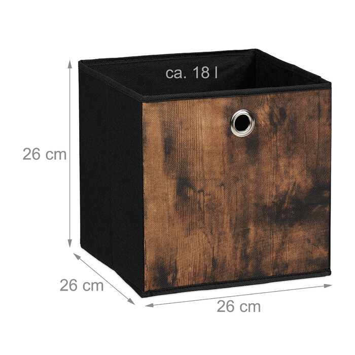 Relaxdays Stoff Aufbewahrungsbox Holzoptik 6er Set