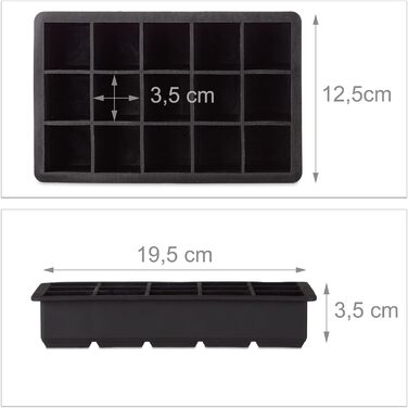 Relaxdays Eiswürfelform, 3,5 cm, BPA-frei, Cocktails, 3,5x19,5x12,5 cm, schwarz (50 Zeichen)