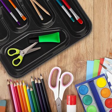 Relaxdays Besteckkasten, 2er Set, 5 Fächer, Kunststoff, schwarz (24,5x32,5 cm)