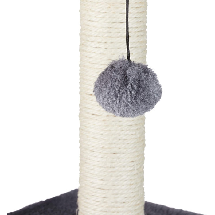 Relaxdays Kratzbaum, Kletterbaum mit Katzenhöhle, Sisalstange und Spielball, Plüschbezug, HBT 56x31x31 cm, grau
