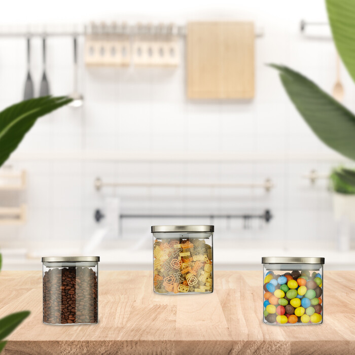 Relaxdays 3er Set Vorratsgläser mit Deckel 600 ml