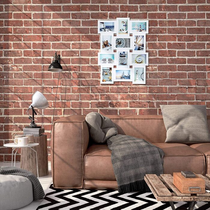 Relaxdays Bilderrahmen für 12 Fotos, Galerierahmen für Collagen, Mehrfachbilderrahmen, HBT: 60,5 x 47,5 x 3,5 cm, weiß