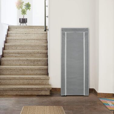 Relaxdays Schuhschrank, 9 Fächer, 27 Paar Schuhe, abnehmbarer Bezug, HxBxT 150x60x30cm, anthrazit
