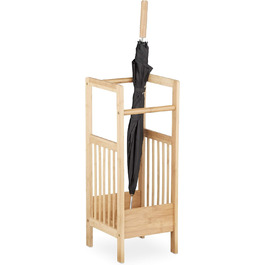 Relaxdays Schirmständer Bambus, eckig, 2 Griffe, H x B x T: ca. 64 x 25 x 26,5 cm, Umbrella Stand, Schirmhalter, natur
