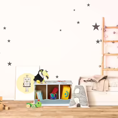 Relaxdays Kinderregal mit Hundemotiv, 3 Fächer, HxBxT: 32,5 x 60 x 36 cm, Mädchen & Jungen, MDF, Bücherregal, bunt