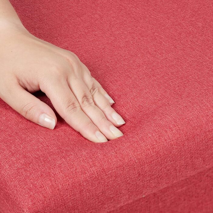 Relaxdays Sitzhocker, faltbar, gepolstert, eckig, Stoff, 37x37,5x37,5 cm, 1 Stk, Rot