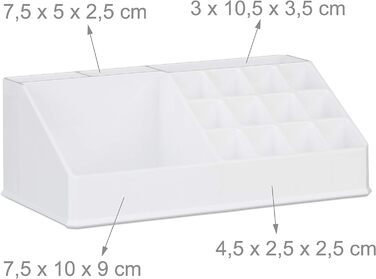 Relaxdays Make Up Organizer klein, 2-teilige Schminkaufbewahrung mit Schubladen, stapelbares Kosmetikregal,  1 Stück (Weiß)