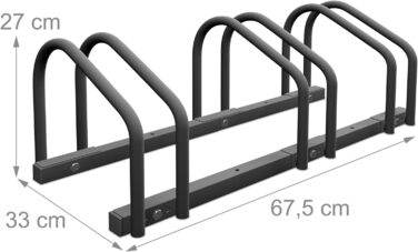 Relaxdays Fahrradständer, für 3 Fahrräder, Stahl Bodenparker, Reifenbreite 60mm, Abstellständer, Fahrradstand, anthrazit
