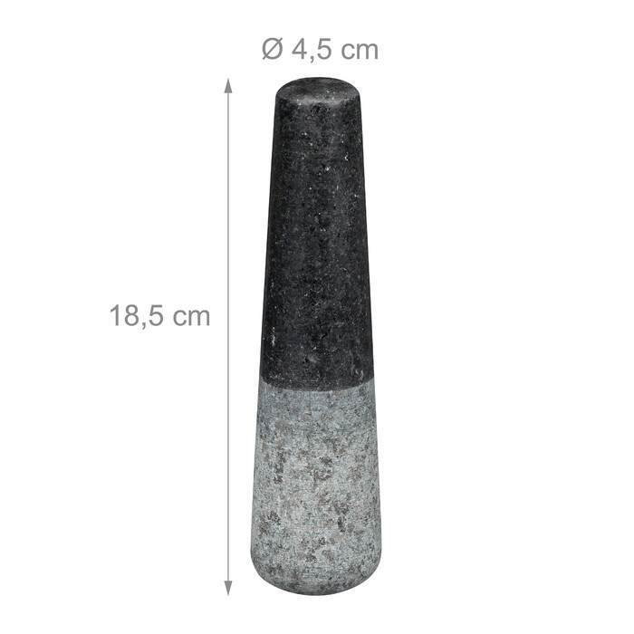 Relaxdays Eckiger Mörser mit Stößel aus Granit