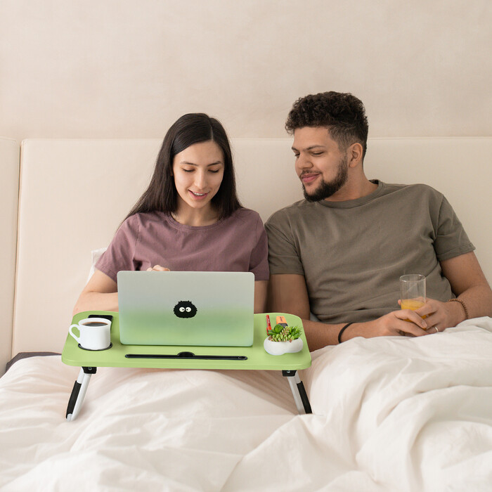 Relaxdays Laptoptisch mit Tablet- & Getränkehalter