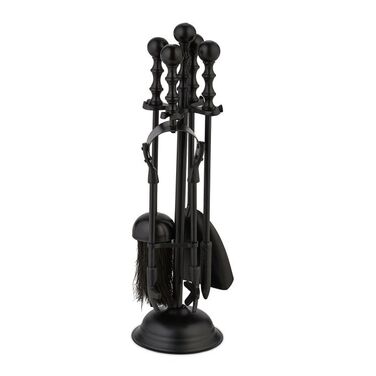 Relaxdays 5-teiliges Kaminbesteck in Schwarz