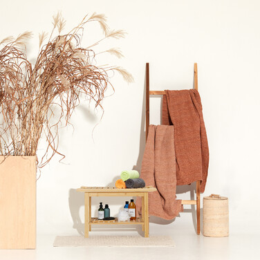 Relaxdays Badhocker aus Bambus mit Griffen