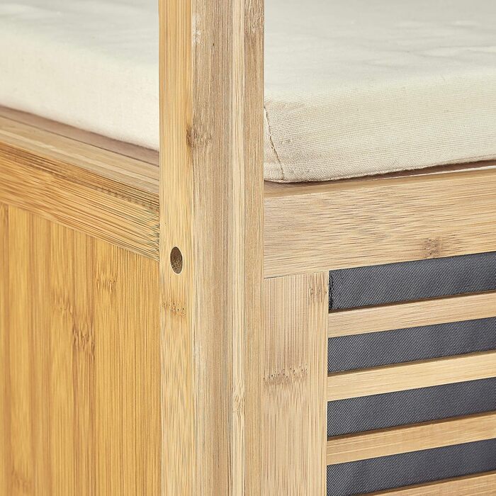 Relaxdays Sitzhocker mit Stauraum, Bambus, 46x50,5x50 cm, natur
