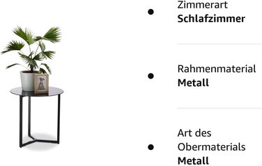 Relaxdays Schwarz Runder Beistelltisch aus Glas und Metall, dekorativer Loungetisch, HxBxT: 51 x 50 x 50 cm, in edlem, Standard