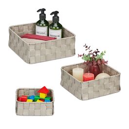 Relaxdays Grauer Aufbewahrungskorb 3er Set