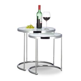 Relaxdays Satztische rund Milchglas