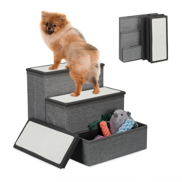 Relaxdays  Faltbare Hundetreppe 3 Stufen