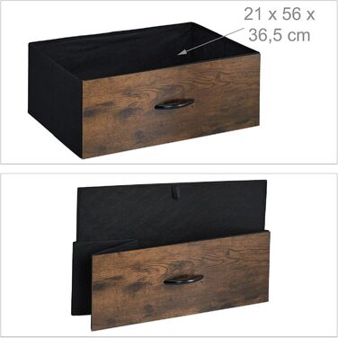 Relaxdays Kommode, 3 Schubladen, 2 Ablagen, Industrial, 96,5x61x42 cm, braun/schwarz