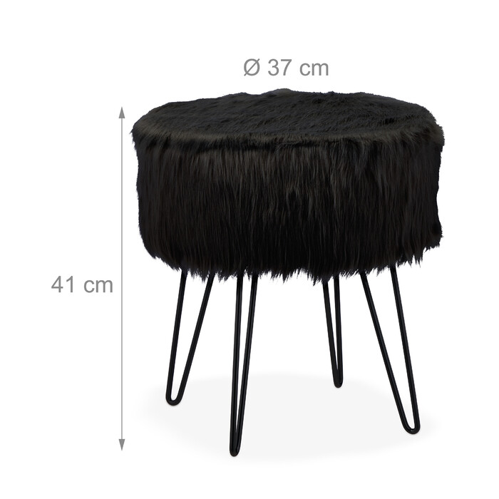 Relaxdays Fellhocker schwarz
