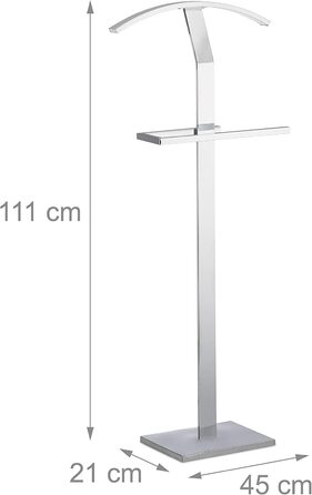 Relaxdays Herrendiener, Kleiderständer aus Metall, Stummer Diener freistehend, Kleiderbutler, HBT: ca 111 x 45 x 21 cm