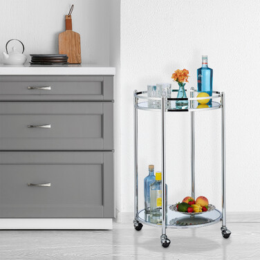 Relaxdays Servierwagen rund Silber