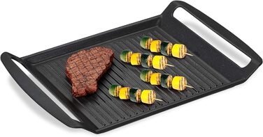 Relaxdays Grillplatte, Gas- & Elektroherd, Fleisch Gemüse Fisch grillen, Antihaft Grillpfanne, anthrazit, 3.7 x 26 x 39 cm