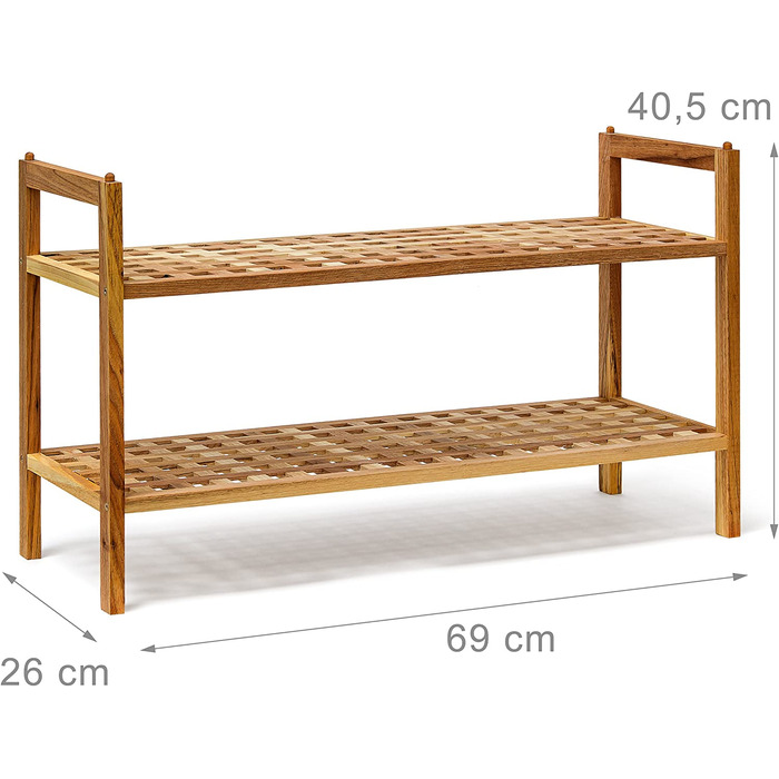 Relaxdays Schuhregal Walnuss stapelbar H x B x T: 40,5 x 69 x 26 cm Schuhablage mit 2 Ablagen für ca. 6 Paar Schuhe Holz Schu