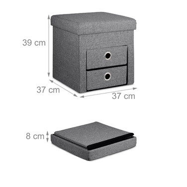 Relaxdays Sitzhocker mit Stauraum 2 Schubladen